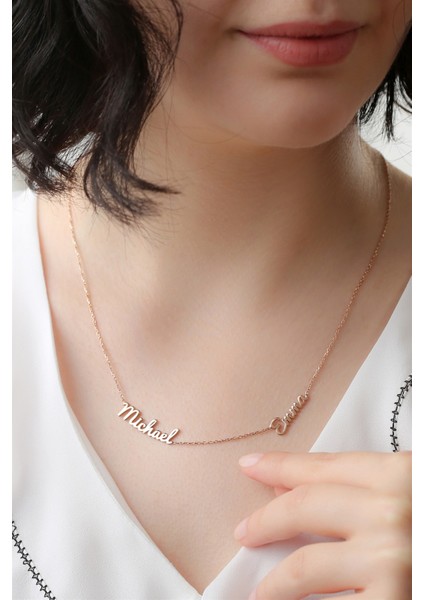 Gümüş Ikili Isim Kolye modelleri