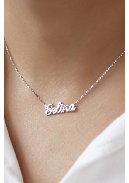 Gümüş El Yazılı Isim Kolye