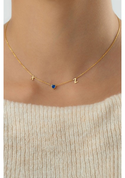 Gümüş Kalp Taşlı Harf Kolye fiyatları