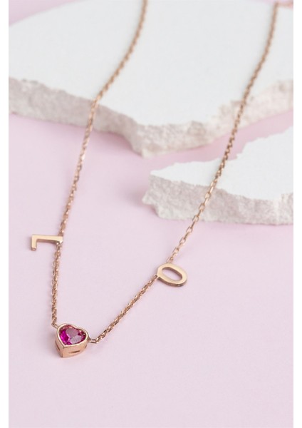 Gümüş Kalp Taşlı Harf Kolye