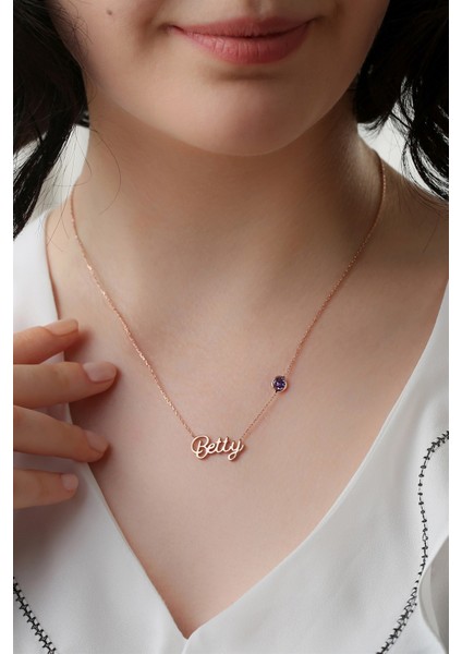 Gümüş Taşlı Isim Kolye modelleri