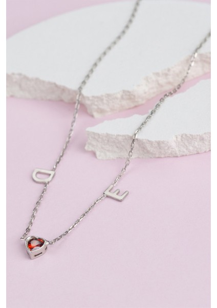 Gümüş Kalp Taşlı Harf Kolye