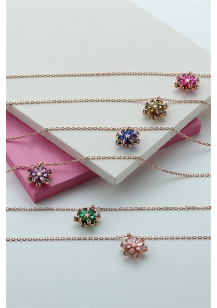 Gümüşyeşil Taşlı Lotus Çiçeği Kolye modelleri