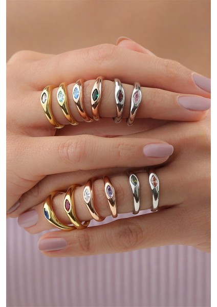 Gümüş Pembe Mekik Taşlı Tasarım Yüzük indirimleri