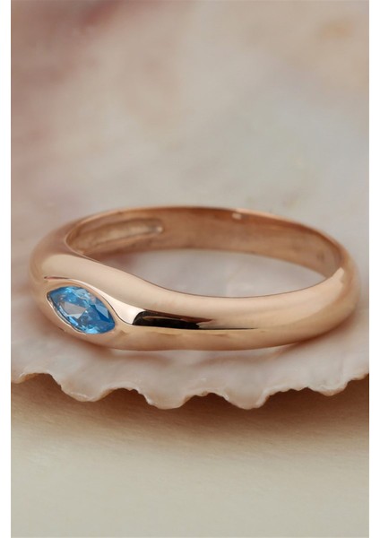 Gümüş Mavi Mekik Taşlı Tasarım Yüzük fiyatları