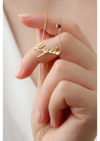 Gümüş Taşlı Isim Kolye