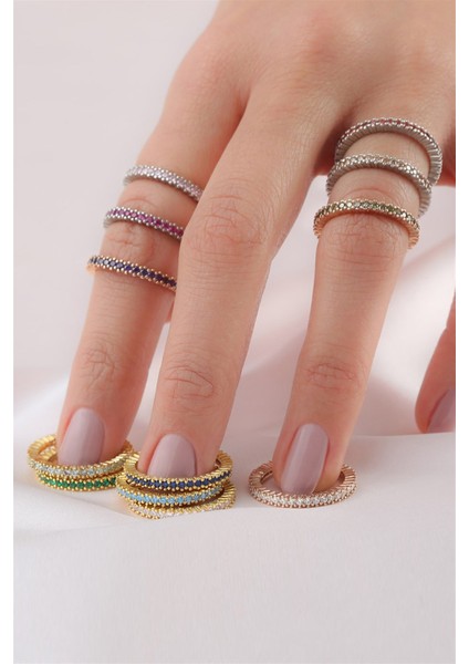 Gümüş Yeşil Taşlı Tamtur Yüzük indirimleri