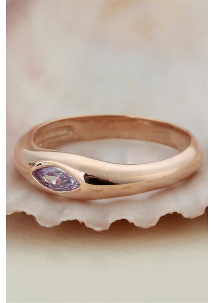 Gümüş Mor Mekik Taşlı Tasarım Yüzük fiyatları