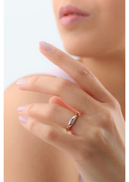 Gümüş Mor Mekik Taşlı Tasarım Yüzük modelleri