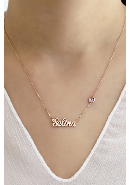 Gümüş Taşlı Isim Kolye