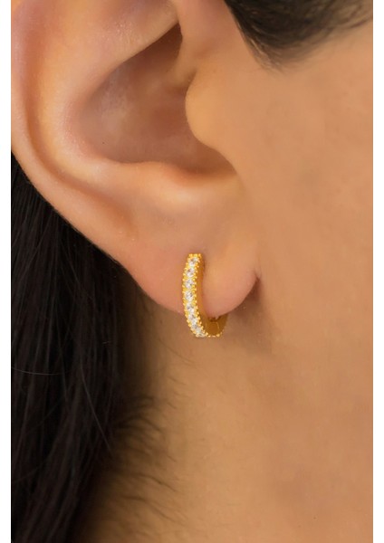 Gümüş Taşlı Küçük Boy Halka Küpe