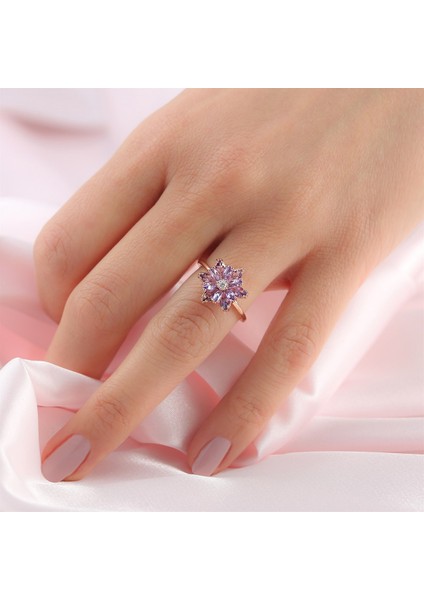 Gümüş Mor Taşlı Lotus Çiçeği Kolye Yüzük Mini Set fırsatları