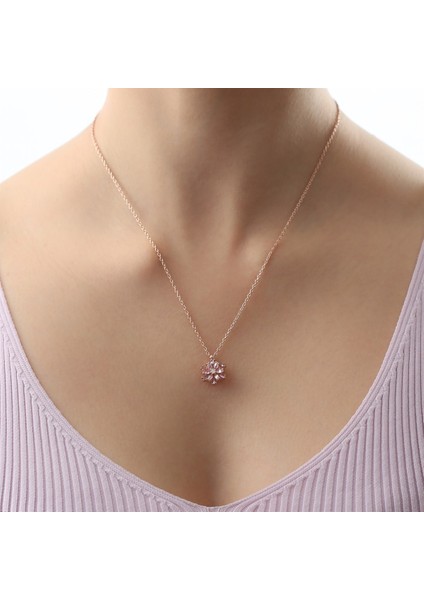 Gümüş Pembe Taşlı Lotus Çiçeği Kolye Yüzük Mini Set fiyatları