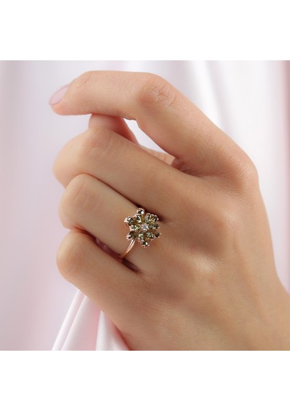 Gümüş Yeşil Taşlı Lotus Çiçeği Kolye Yüzük Mini Set fırsatları