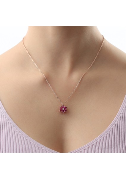 Gümüş Pembe Taşlı Lotus Çiçeği Kolye Yüzük Mini Set fiyatları
