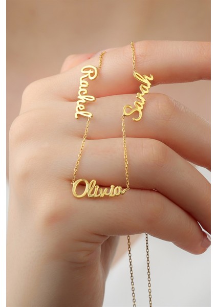 Gümüş Elyazılı Üç Isim Kolye