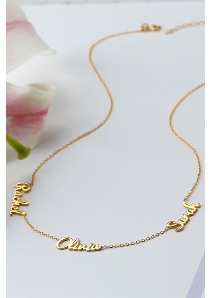 Gümüş Elyazılı Üç Isim Kolye fiyatları