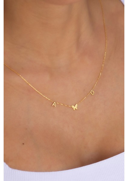 Gümüş Kelebekli Harf Kolye fiyatları