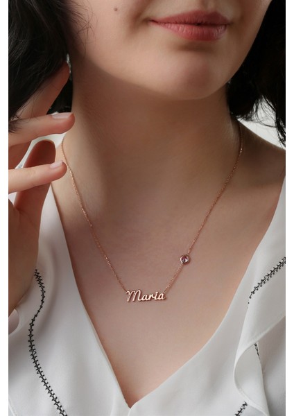 Gümüş Taşlı Isim Kolye modelleri
