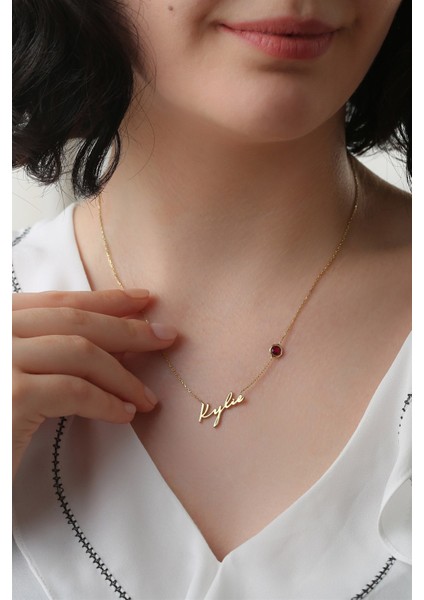 Gümüş Taşlı Isim Kolye modelleri