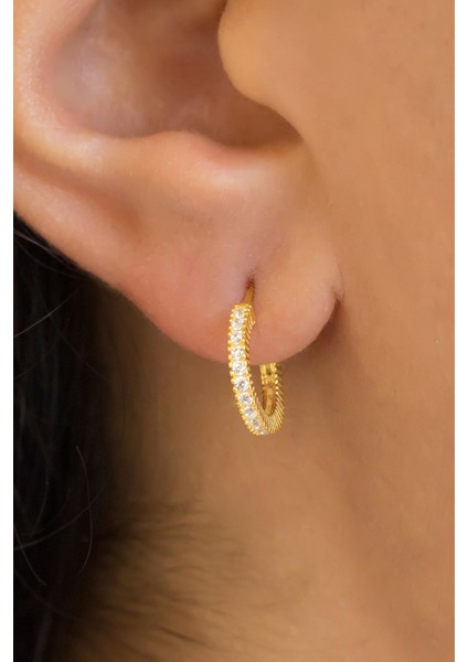 Gümüş Taşlı Halka Küpe