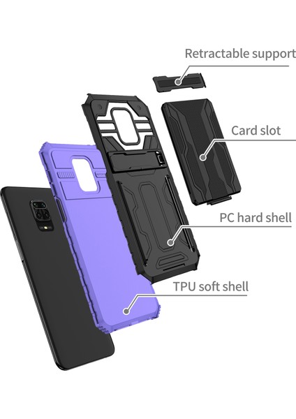 Xiaomi Redmi 10X 5g Için Kart Yuvası Tutucu Standlı Hibrit Askeri Sınıf Koruma Kılıfı Mor (Yurt Dışından) fiyatları