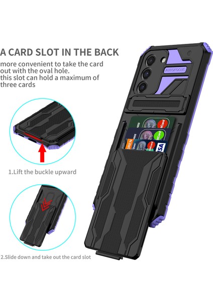 Samsung Galaxy S21 5g Için Kart Yuvası Tutucu Standlı Hibrit Askeri Sınıf Koruma Kılıfı Mor (Yurt Dışından) modelleri