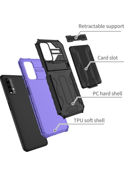 Xiaomi Redmi 9t / Redmi 9 Power Için Kart Yuvası Tutucu Standlı Hibrit Askeri Sınıf Koruma Kılıfı Mor (Yurt Dışından) fiyatları