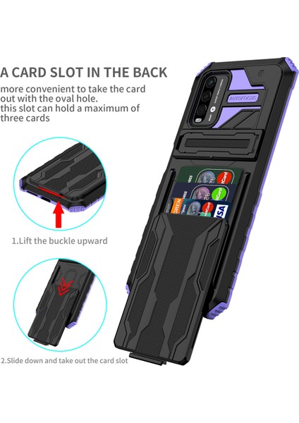 Xiaomi Redmi 9t / Redmi 9 Power Için Kart Yuvası Tutucu Standlı Hibrit Askeri Sınıf Koruma Kılıfı Mor (Yurt Dışından) modelleri