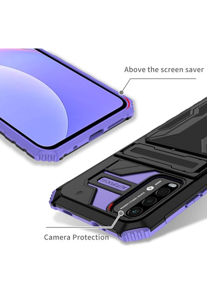 Xiaomi Redmi 9t / Redmi 9 Power Için Kart Yuvası Tutucu Standlı Hibrit Askeri Sınıf Koruma Kılıfı Mor (Yurt Dışından) fırsatları