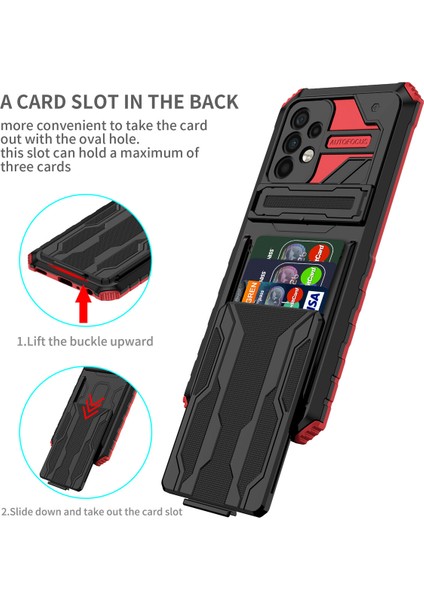 Samsung Galaxy A72 5g / 4g Için Kart Yuvası Tutucu Standlı Hibrit Askeri Sınıf Koruma Kılıfı Kırmızı (Yurt Dışından) modelleri