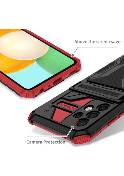 Samsung Galaxy A72 5g / 4g Için Kart Yuvası Tutucu Standlı Hibrit Askeri Sınıf Koruma Kılıfı Kırmızı (Yurt Dışından) fırsatları