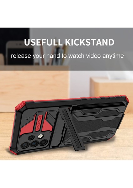 Samsung Galaxy A72 5g / 4g Için Kart Yuvası Tutucu Standlı Hibrit Askeri Sınıf Koruma Kılıfı Kırmızı (Yurt Dışından) indirimleri
