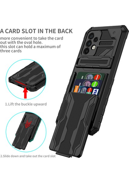 Samsung Galaxy A72 5g / 4g Için Kart Yuvası Tutucu Standlı Hibrit Askeri Sınıf Koruma Kılıfı Siyah (Yurt Dışından) modelleri