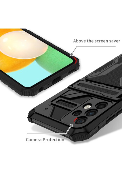 Samsung Galaxy A72 5g / 4g Için Kart Yuvası Tutucu Standlı Hibrit Askeri Sınıf Koruma Kılıfı Siyah (Yurt Dışından) fırsatları