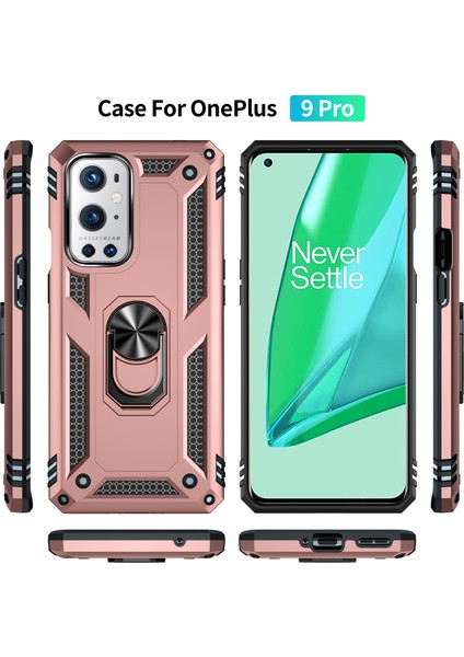 Oneplus 9 Pro Için Çift Katmanlı Ağır Askeri Sınıf Darbeye Halkalı Standlı Kılıf Rose Gold (Yurt Dışından) fiyatları