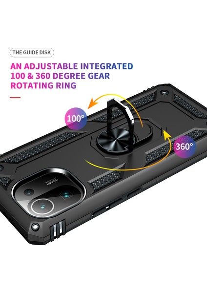 Xiaomi Mi 11 Pro Için Çift Katmanlı Ağır Askeri Sınıf Darbeye Halkalı Standlı Kılıf Siyah (Yurt Dışından) fırsatları