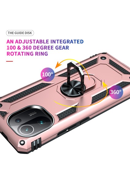 Xiaomi Mi 11 Pro Için Çift Katmanlı Ağır Askeri Sınıf Darbeye Halkalı Standlı Kılıf Rose Gold (Yurt Dışından) fırsatları
