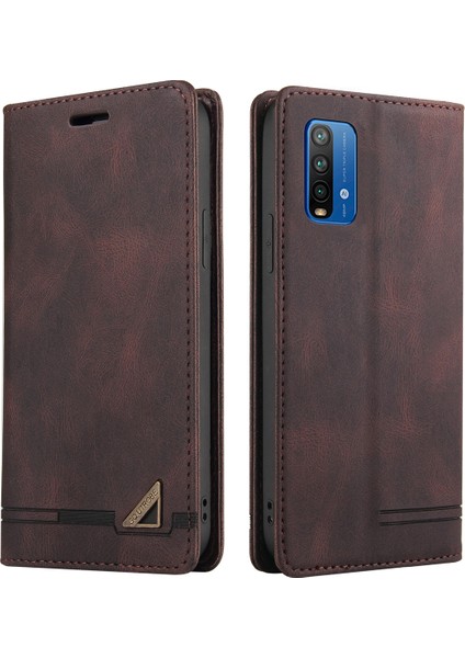 Xiaomi Redmi 9t / 9 Power Için Premium Vintage Pu Deri Kılıf Mat Cüzdan Çevirme Standı Kapağı Kahverengi (Yurt Dışından)