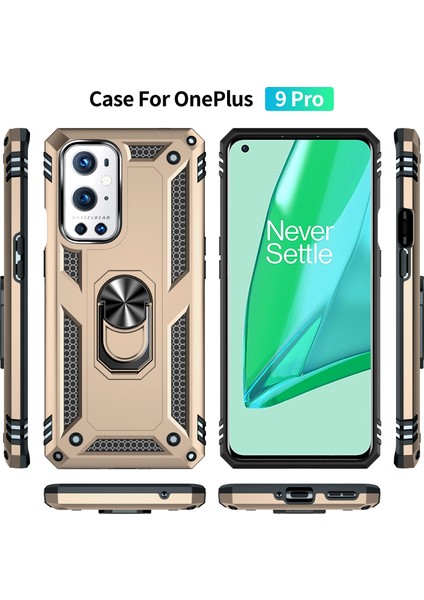 Oneplus 9 Pro Için Çift Katmanlı Ağır Askeri Sınıf Darbeye Halkalı Standlı Kılıf Altın (Yurt Dışından) fiyatları