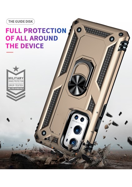 Oneplus 9 Pro Için Çift Katmanlı Ağır Askeri Sınıf Darbeye Halkalı Standlı Kılıf Altın (Yurt Dışından) indirimleri