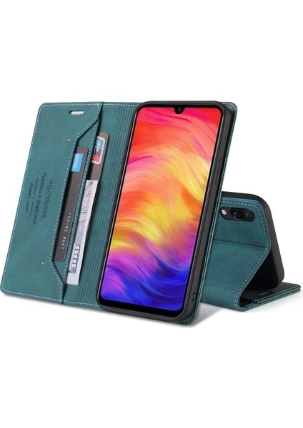 Xiaomi Redmi Note 7 / Note 7 Pro Için Premium Vintage Pu Deri Kılıf Mat Cüzdan Çevirme Standı Kapağı Mavi (Yurt Dışından) modelleri