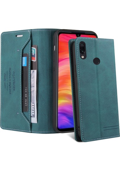 Xiaomi Redmi Note 7 / Note 7 Pro Için Premium Vintage Pu Deri Kılıf Mat Cüzdan Çevirme Standı Kapağı Mavi (Yurt Dışından) fırsatları