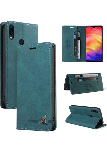 Xiaomi Redmi Note 7 / Note 7 Pro Için Premium Vintage Pu Deri Kılıf Mat Cüzdan Çevirme Standı Kapağı Mavi (Yurt Dışından) indirimleri