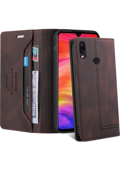 Xiaomi Redmi Note 7 / Note 7 Pro Için Premium Vintage Pu Deri Kılıf Mat Cüzdan Çevirme Standı Kapağı Kahverengi (Yurt Dışından) fırsatları