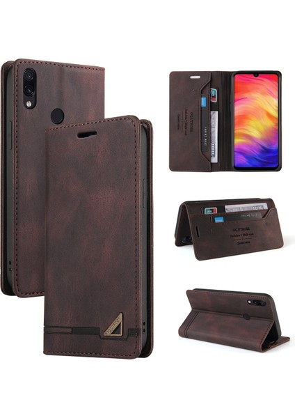 Xiaomi Redmi Note 7 / Note 7 Pro Için Premium Vintage Pu Deri Kılıf Mat Cüzdan Çevirme Standı Kapağı Kahverengi (Yurt Dışından) indirimleri