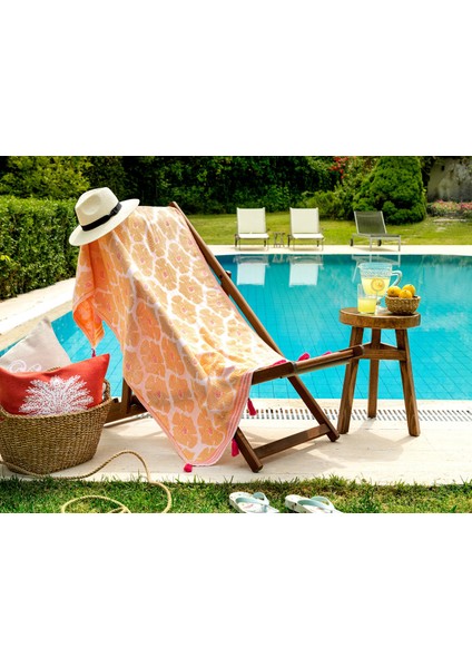 Amelie Jakarlı Peştemal - Sarı / Pembe -90 x 170 cm