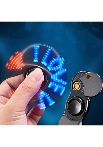 Stres Çarklı Işıklı USB Şarjlı Tesla Çakmak Füme