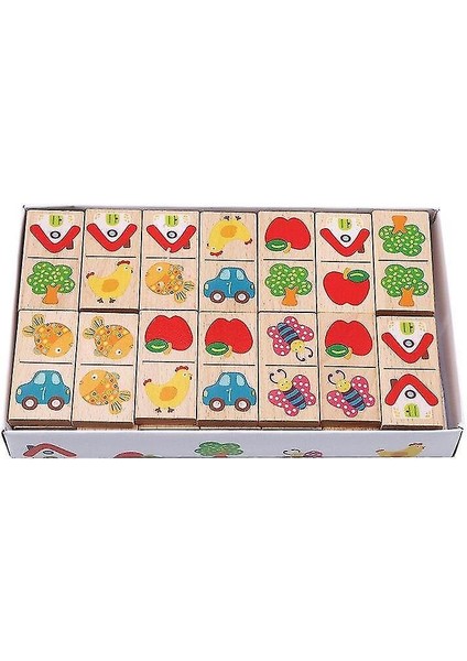 Ahşap Karikatür Meyve Hayvan Domino Bulmaca (Yurt Dışından)
