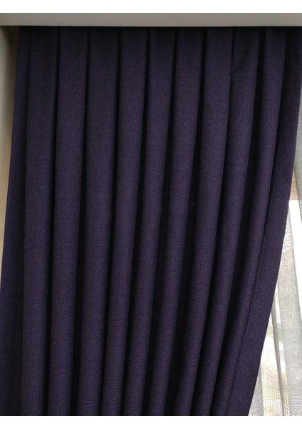 Mor Düz Renk Pileli Keten Fon Perde, Sık Pile, Tek Kanat 50 x 260 Cm. fırsatları